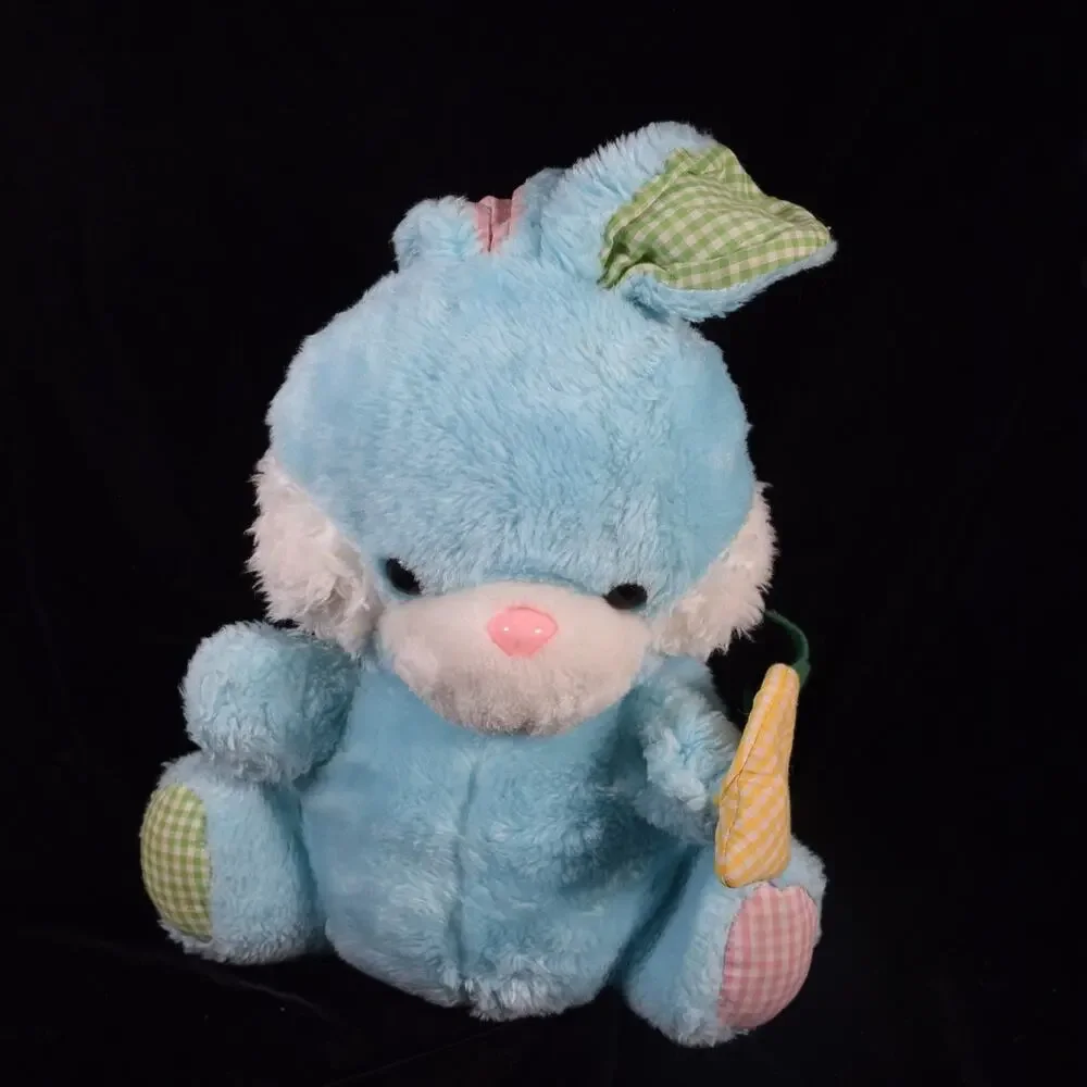 Vintage Plush Blue Easter Bunny Gingham Accents 18
